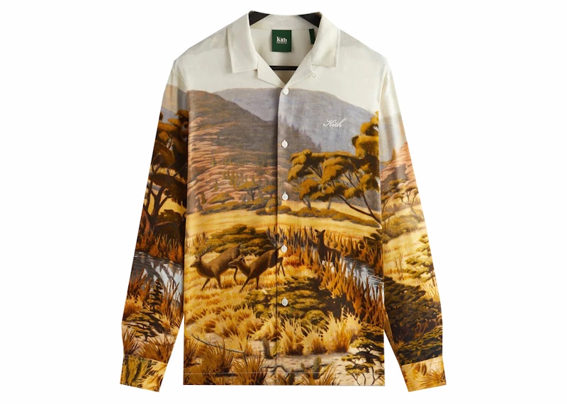 Kith AMNH Landscape Long Sleeve Camp Collar Shirt White