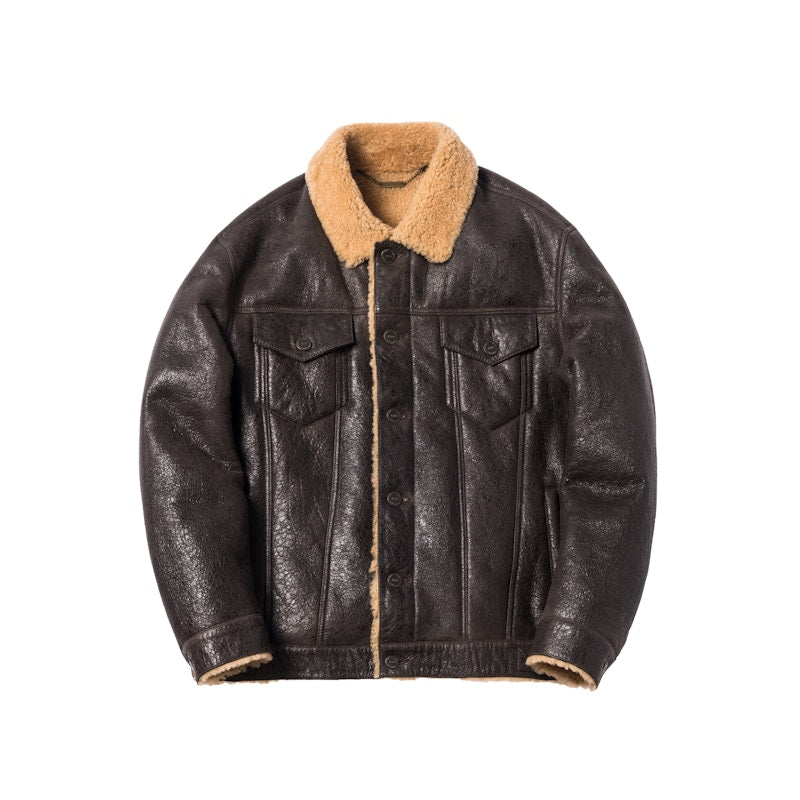 Kith Amherst Shearling Trucker Jacket Dark Brown