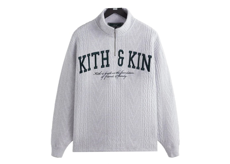 Kith Cable Fleece Quarter Zip Light Heather Grey