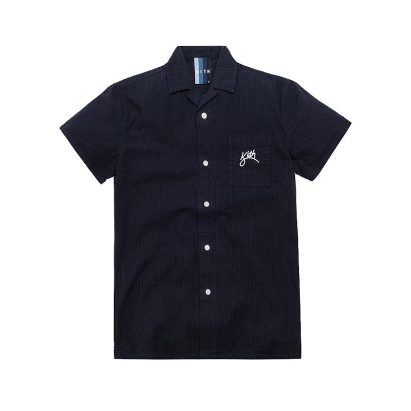 Kith Camp Collar Seersucker Shirt Navy