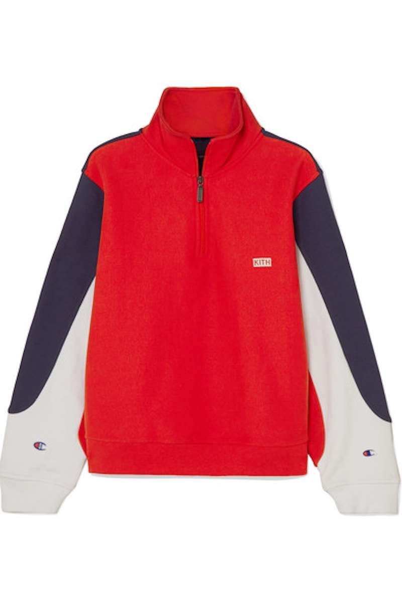Kith Champion Inika Quarter Zip Oversized Pullover Red/White/Navy