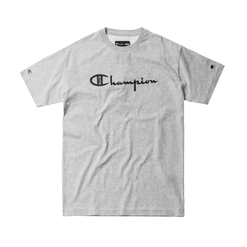 Kith Champion Script Logo Tee Heather Grey