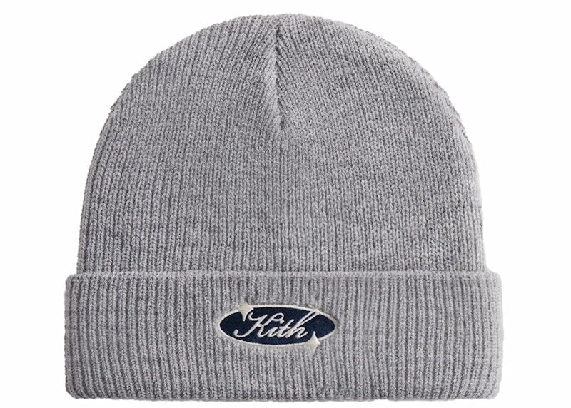 Kith Clean Script Acrylic Beanie Light Heather Grey