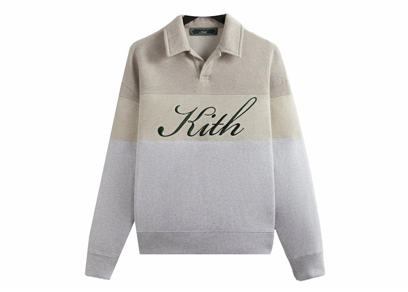 Kith Color-Blocked Nelson Collared Pullover Light Heather Grey