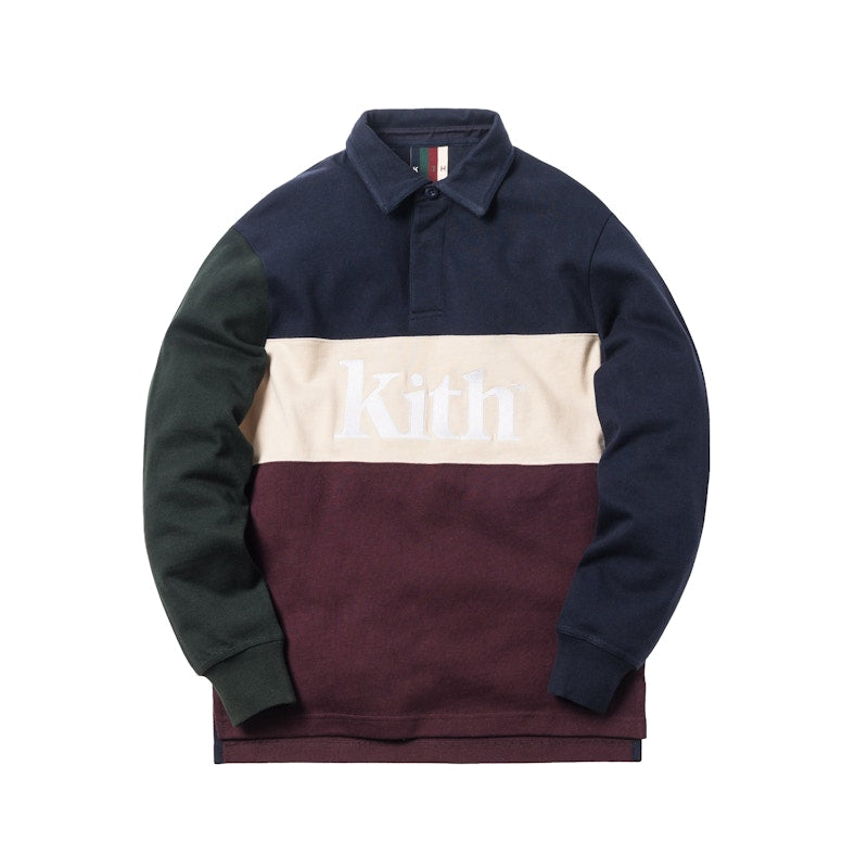 Kith Color Blocked Rugby Navy/Burgundy/Green