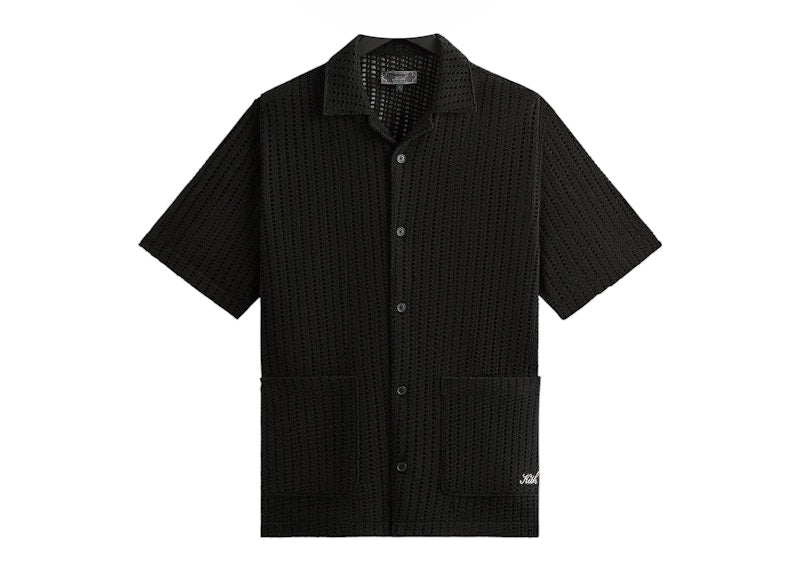 Kith Cotton Mesh Thompson Camp Collar Shirt Black