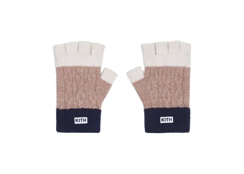 Kith Ellwood Colorblocked Fingerless Gloves Dark Tan