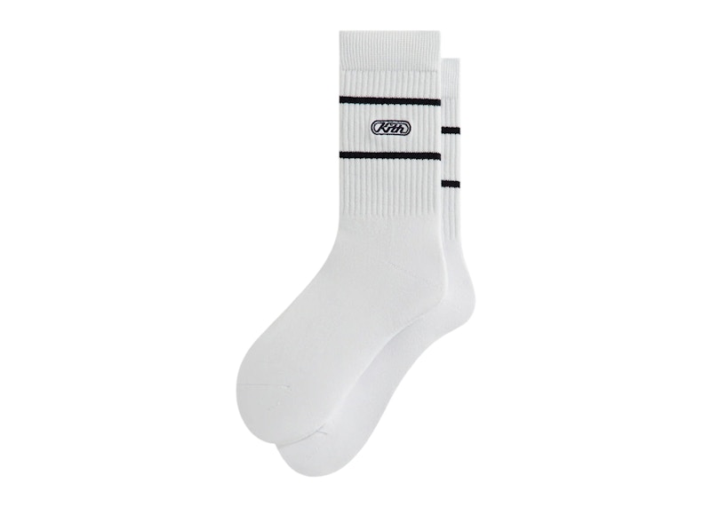 Kith Embroidered Logo Striped Crew Sock White