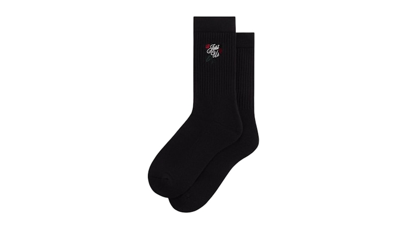 Kith Embroidered Rose Crew Socks Black