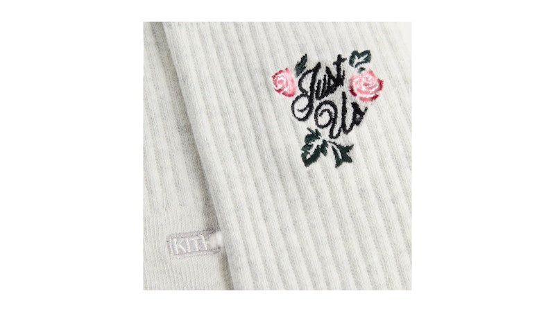 Kith Embroidered Rose Crew Socks Light Heather Grey