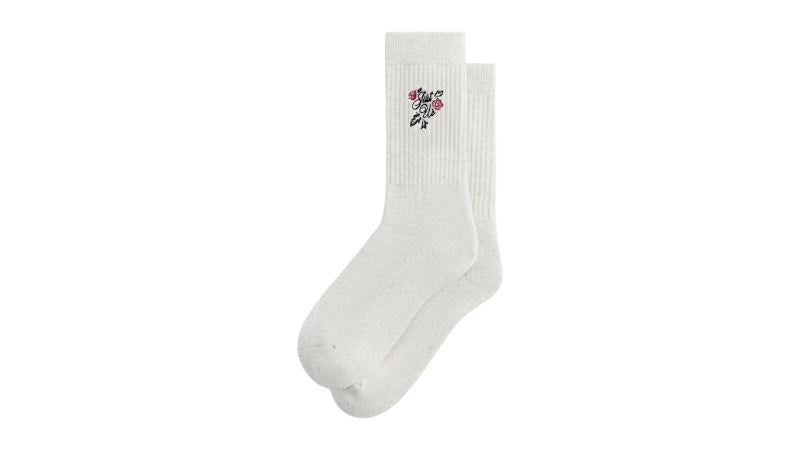 Kith Embroidered Rose Crew Socks Light Heather Grey