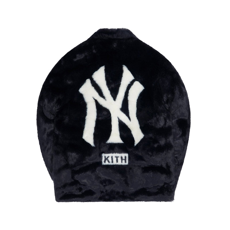 Kith For Major League Baseball New York Yankees Faux Fur Coaches Jacket Navy