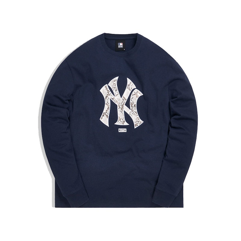 Kith For Major League Baseball New York Yankees Snake Logo L/S Tee Navy
