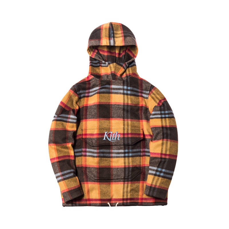 Kith Harrison Plaid Flannel Hooded Pullover Brown/Yellow
