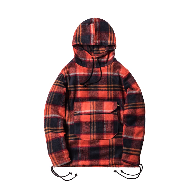 Kith Harrison Plaid Flannel Hoodie Orange/Red