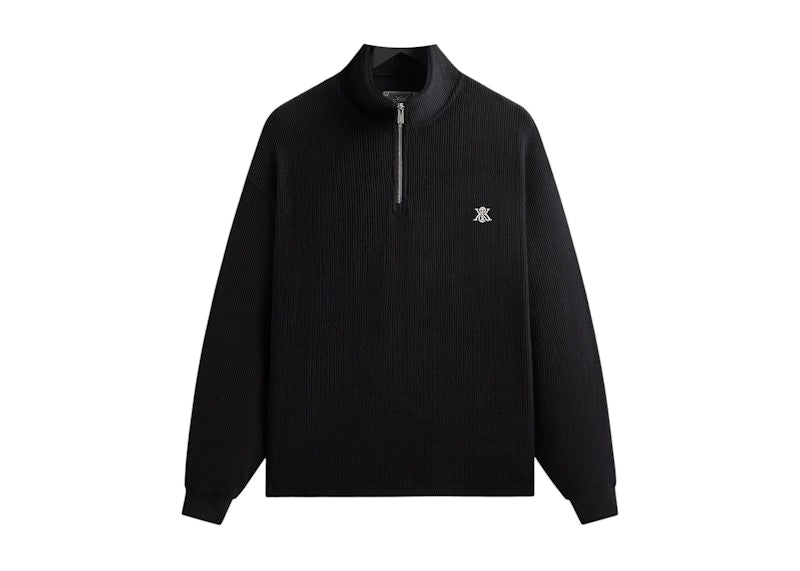 Kith Heavy Crepe Rib Knit Quarter Zip Nelson Black