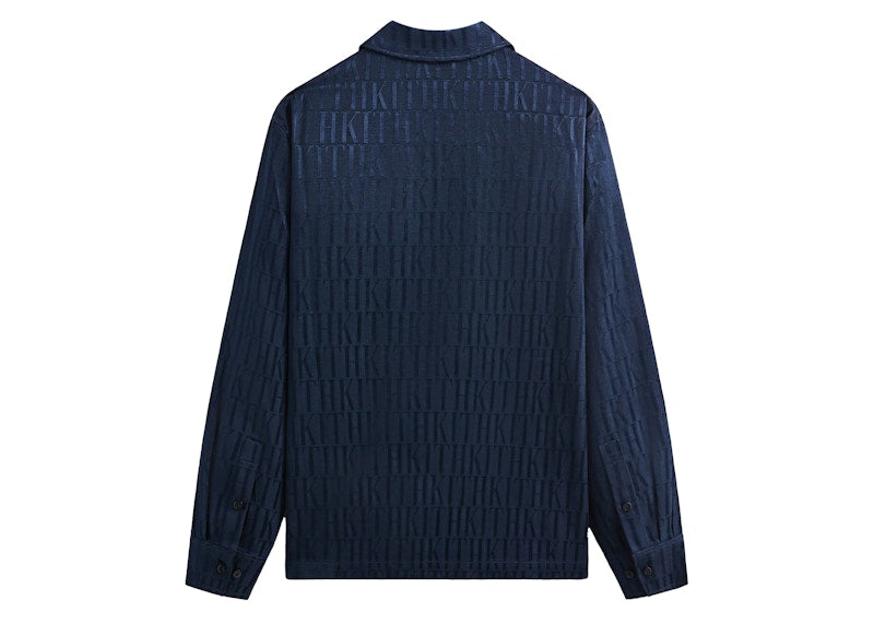 Kith Jacquard Faille Long Sleeve Boxy Collared Overshirt Nocturnal