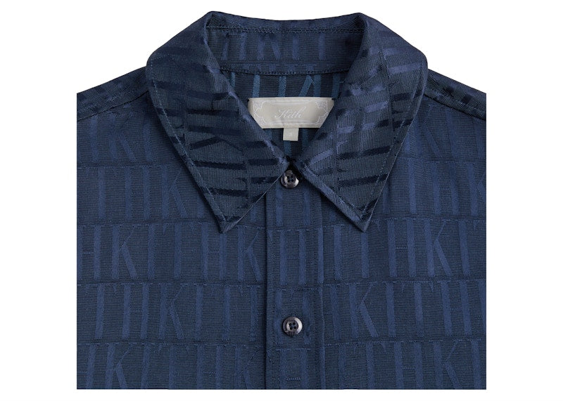 Kith Jacquard Faille Long Sleeve Boxy Collared Overshirt Nocturnal