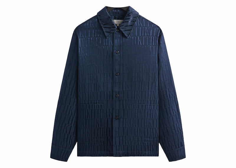 Kith Jacquard Faille Long Sleeve Boxy Collared Overshirt Nocturnal