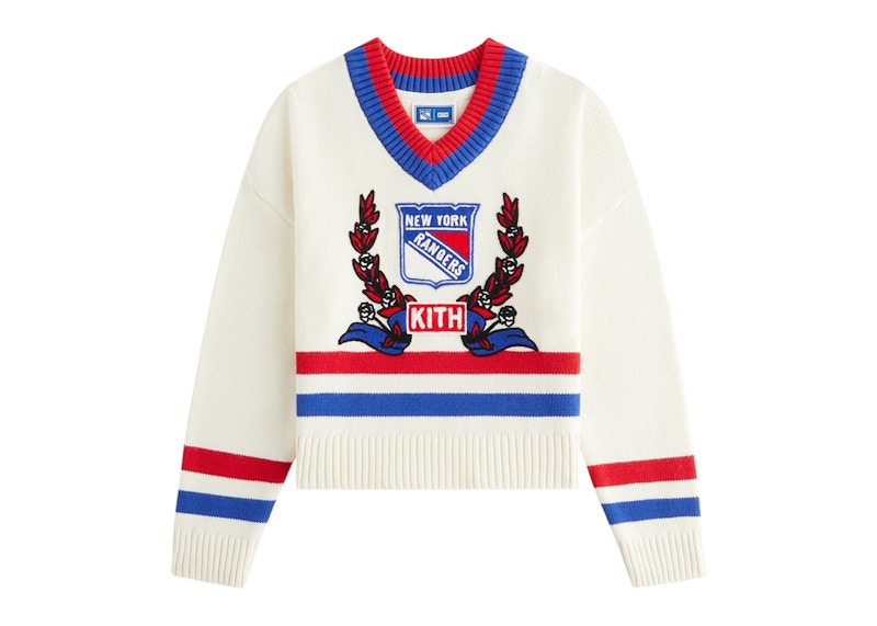 Kith Kids x New York Rangers V-Neck Lewis Sweater Sandrift