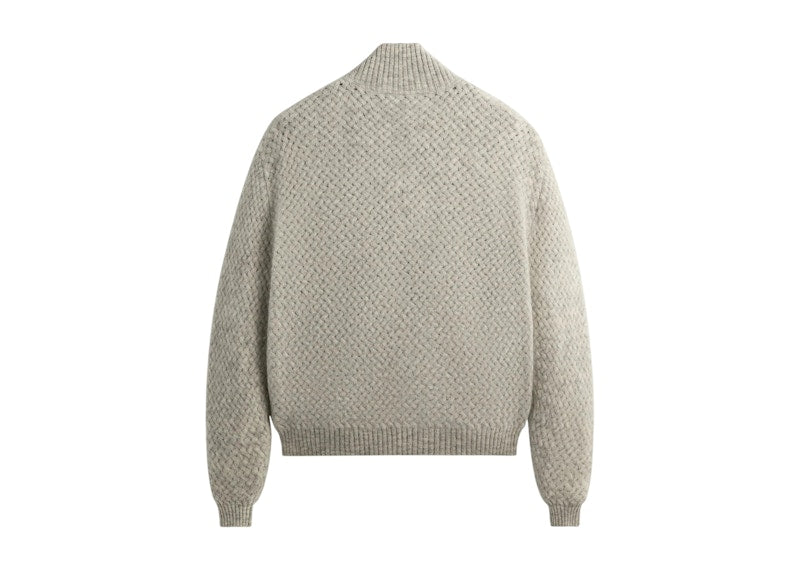 Kith & Kin Basketweave Mohair Wyona Full Zip Medium Heather Grey