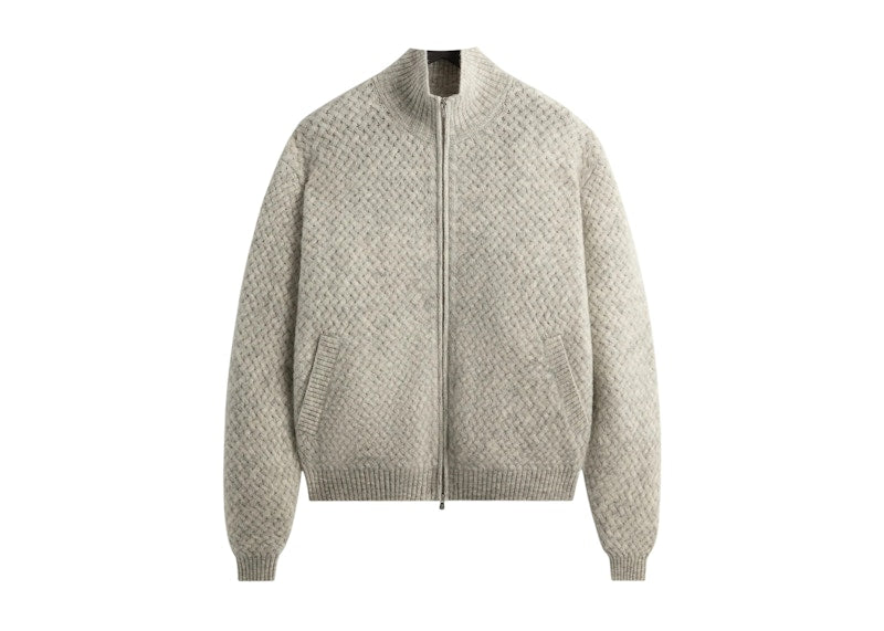 Kith & Kin Basketweave Mohair Wyona Full Zip Medium Heather Grey