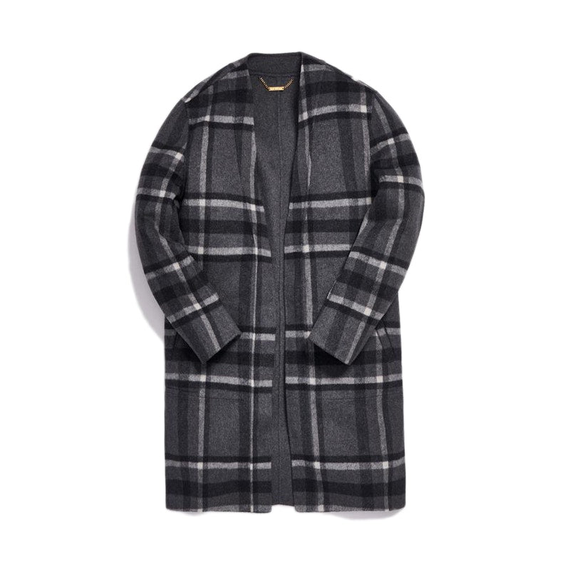 Kith Large Check Reversible Becker Wool Coat Charcoal