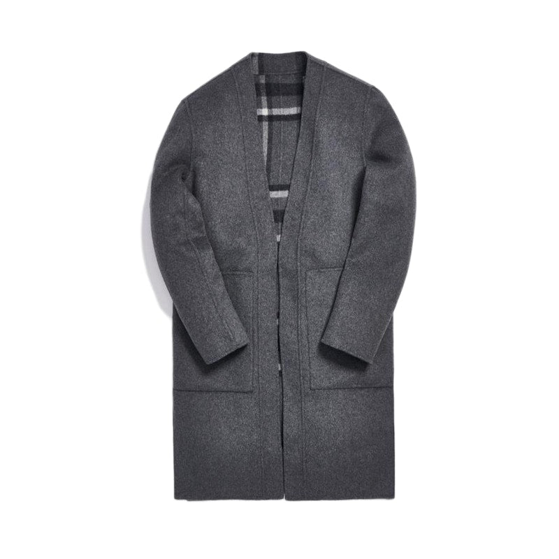 Kith Large Check Reversible Becker Wool Coat Charcoal