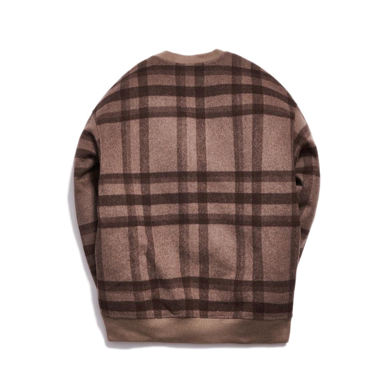 Kith Large Wool Check Crewneck Dark Brown