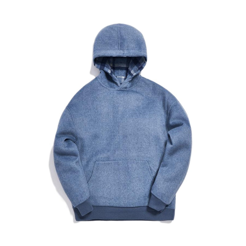 Kith Large Wool Check Hoodie Light Blue