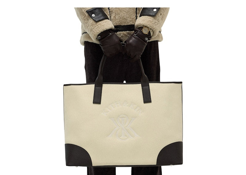 Kith Leather Trimmed Canvas Tote Sandrift