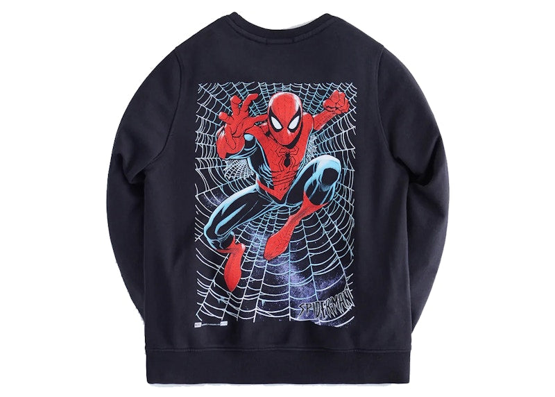 Kith Marvel Kids Spider-Man Web Logo Crew Black