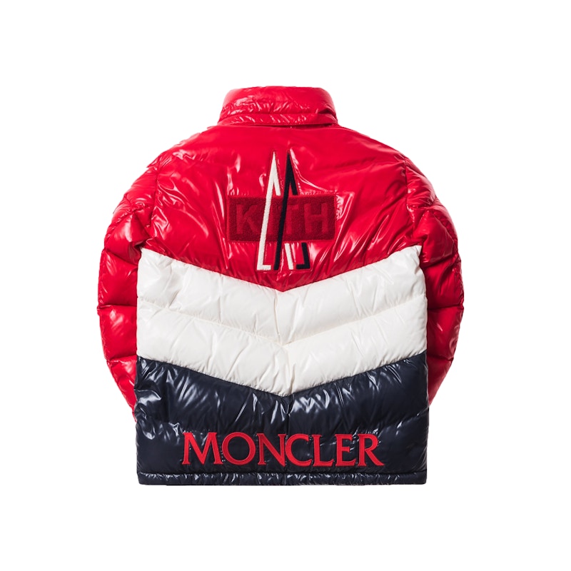 Kith Moncler Rochebrune Classic Down Jacket Red/White/Navy