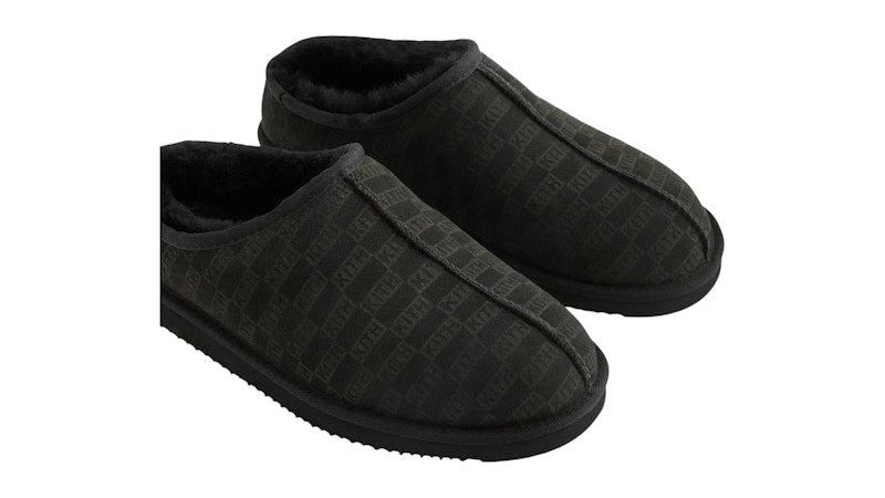 Kith Monogram Shearling Slippers Black