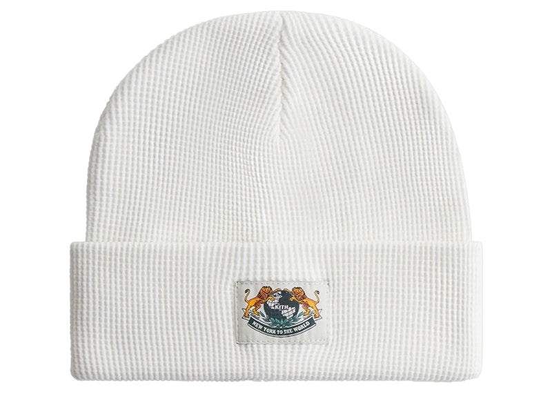 Kith NY To The World Waffle Beanie Sandrift