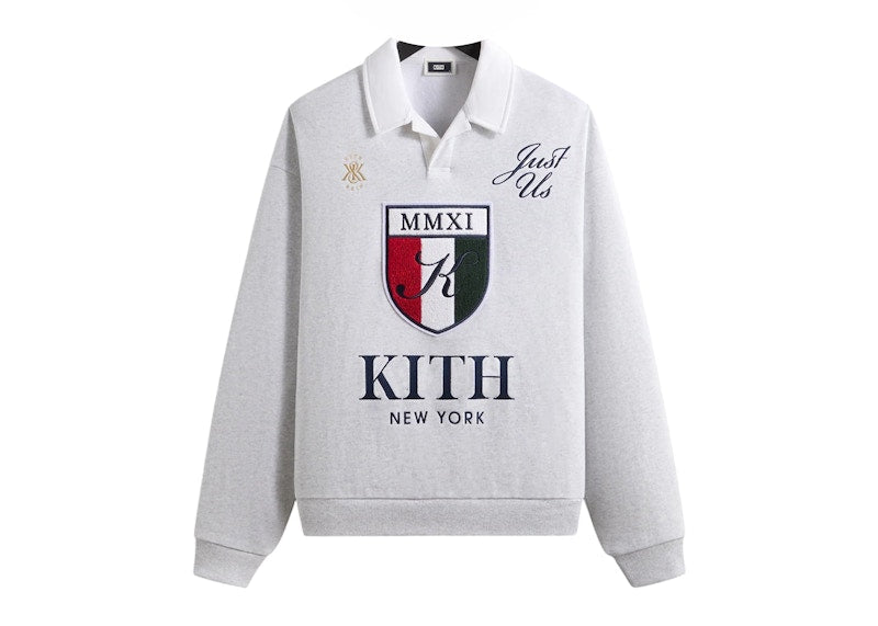 Kith Nelson Collared Pullover (SS25) Light Heather Grey