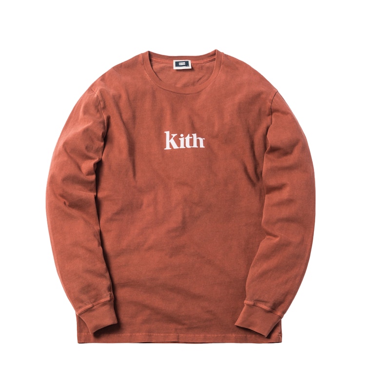 Kith Pigment Dyed Serif Logo L/S Tee Baked Clay