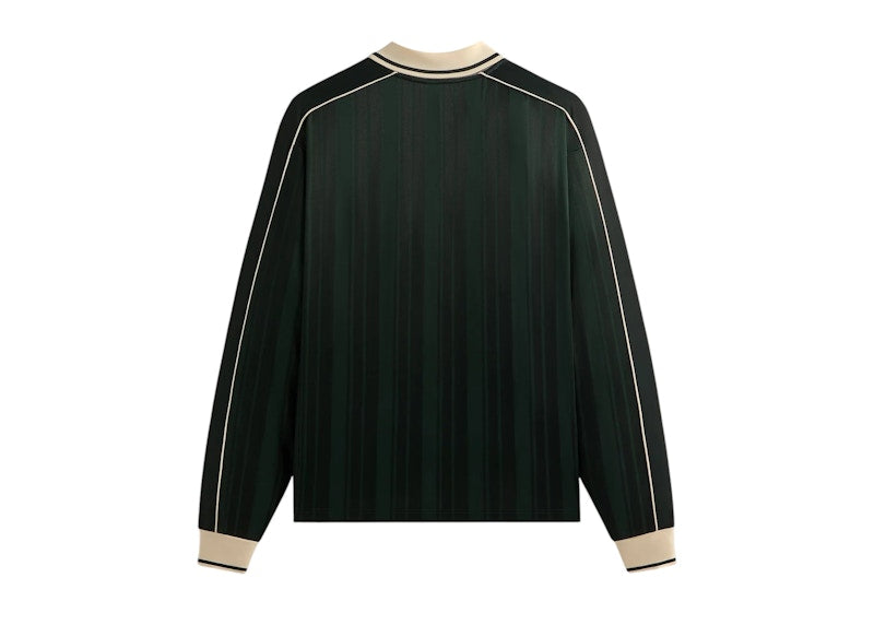 Kith Pinstripe Tricot Panelled Long Sleeve Tap In Polo Stadium