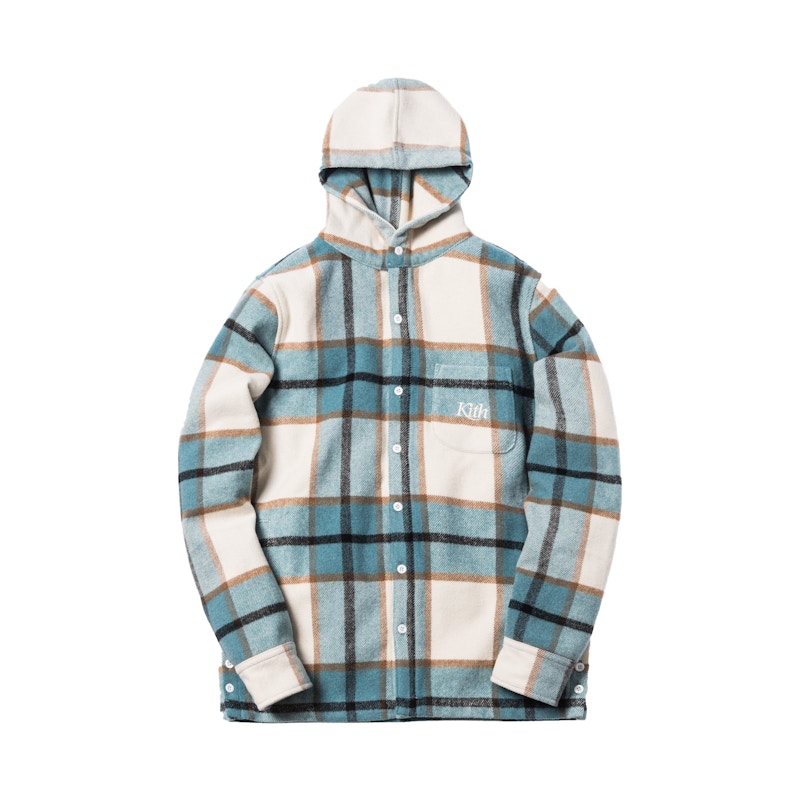 Kith Plaid Hooded Ginza Shirt Light Blue Plaid