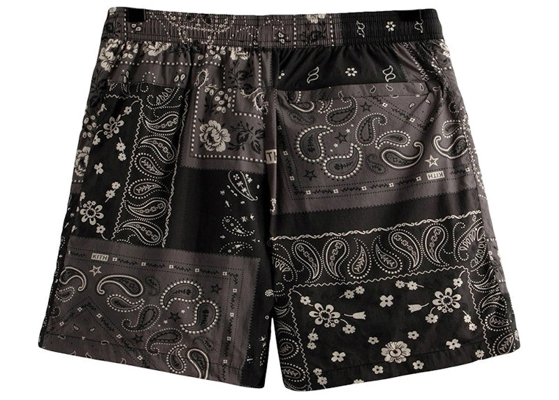 Kith Printed Active Deconstructed Bandana Swim Short Black