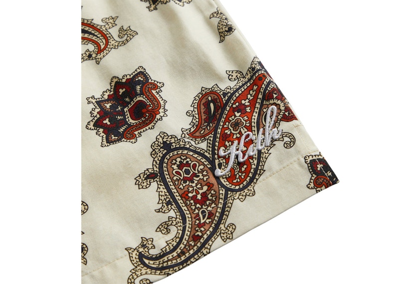 Kith Printed Active Short Silk Paisley Shirt Sandrift
