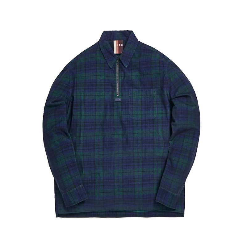 Kith Quarter Zip Collared Shirt Navy/Red
