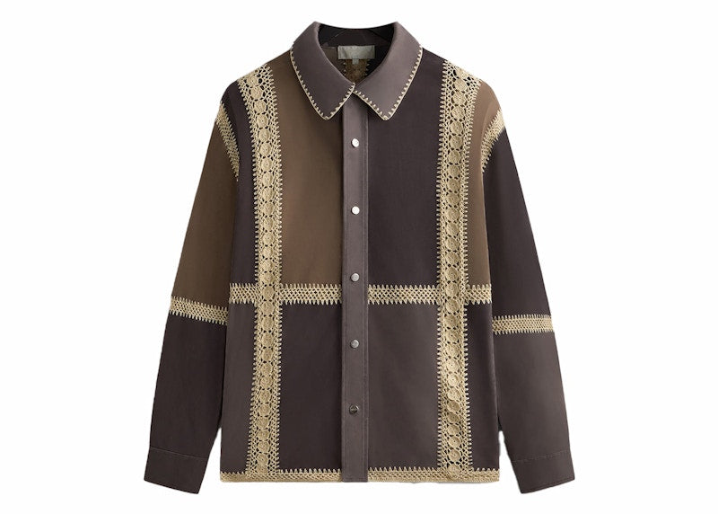 Kith Suede Combo Boxy Collared Overshirt Hematite
