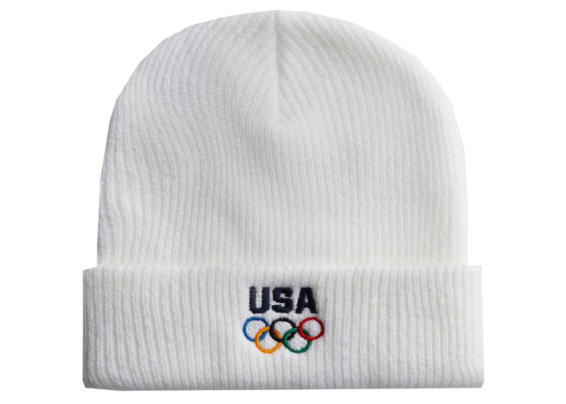 Kith Team USA Knit Beanie White