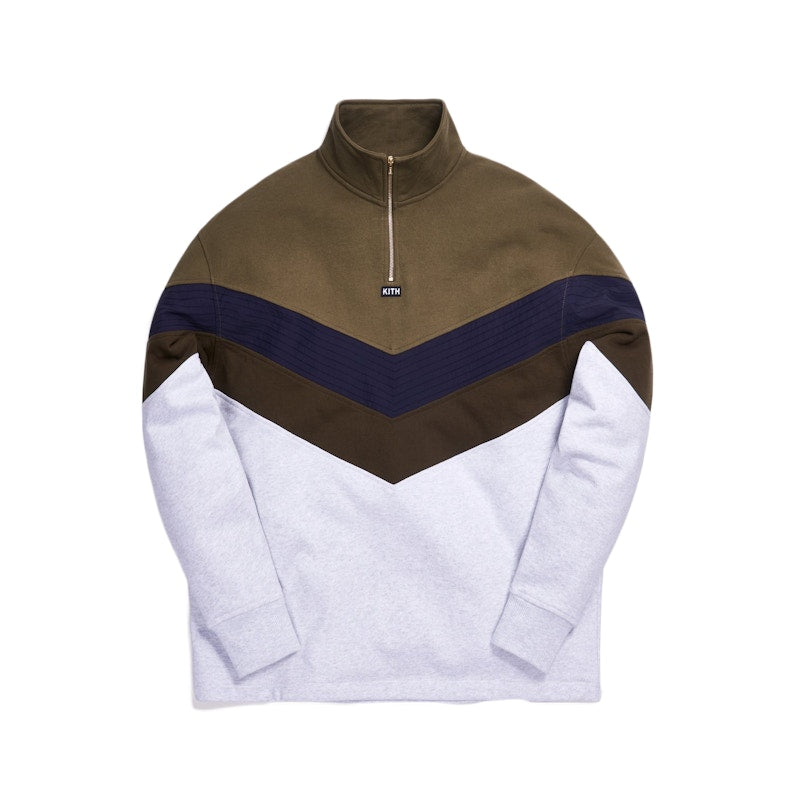 Kith Track Line Quarter-Zip Pullover Olive/Multi