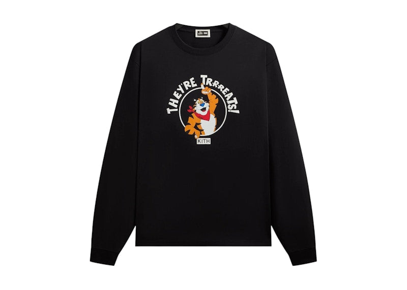 Kith Treats Kellogg’s Frosted Flakes Cereal Tony the Tiger They're Treats Long Sleeve Tee Black