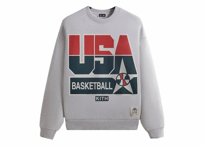 Kith USA Basketball Legend Vintage Nelson Crewneck Light Heather Grey