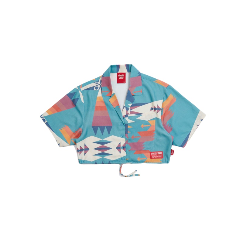 Kith Women x Coca-Cola Cropped Camp Collar Teal/Multi