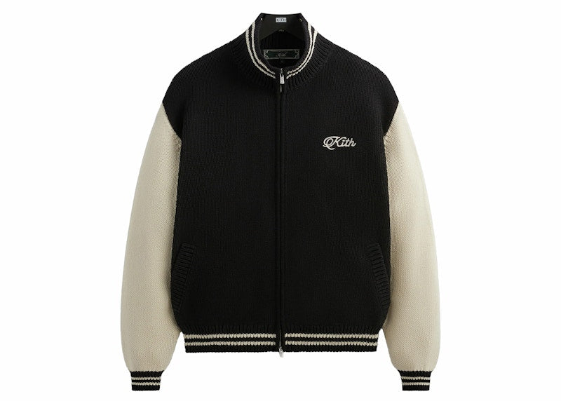 Kith Wyona Full Zip Varsity Sweater Black