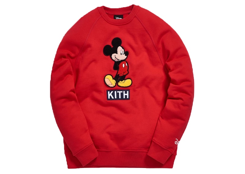 Kith x Disney 90s Mickey Classic Logo Crewneck Red